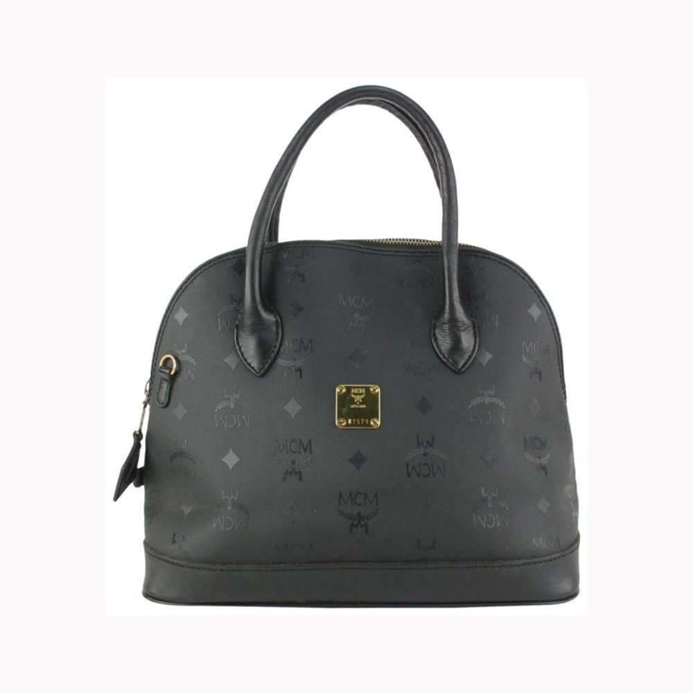 MCM Black Monogram Visetos Dome Bag 916mcm95